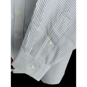 L.L. Bean Men Dress Shirt 15.5 36 White Blue Pinstripe Wrinkle Resistant 278341